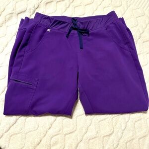 Figs scrub pants, Zamora jogger, size is medium petite, color is “digital grape”